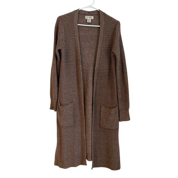 Jessica Simpson Long Knit Cardigan, Brown, Women's Size Medium - Picture 1 of 6